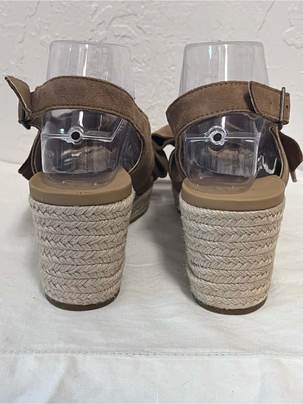 UGG Tan Espadrille Wedge Camila Suede Bow Slingback Chestnut Sandals SZ 9.5